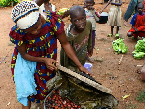 Una investigación científica ha establecido que los niños de Africa que viven en comunidades donde hay una mayor cobertura forestal tienen una alimentación más variada y comen más frutas y vegetales. CIFOR/Terry Sunderland
