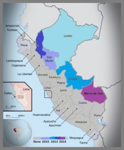 La medida en que las competencias ambientales han sido transferidas varía de región en región. Cada una cuenta con una Dirección Regional de Agricultura (Mapa original de Douglas/flickr). 