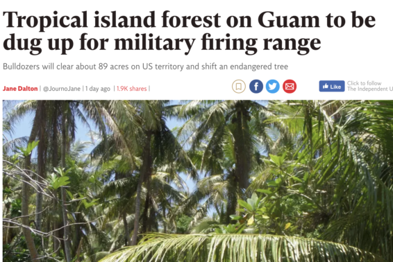 Tropical island forest on Guam to be dug up for US military