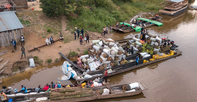 Boats ready to start their voyage laden with charcoal